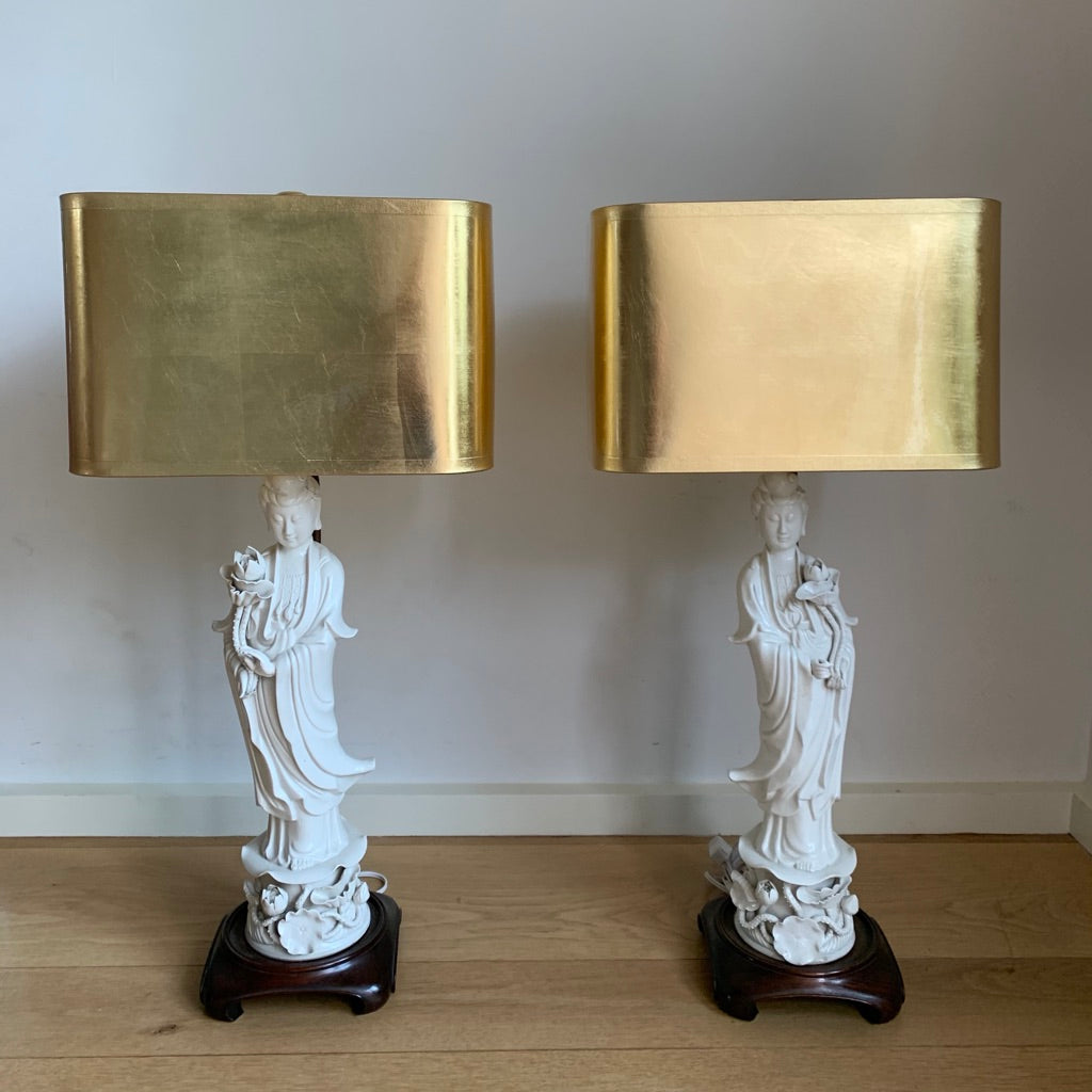 Pair of Chinese De Blanc Yin Lamps