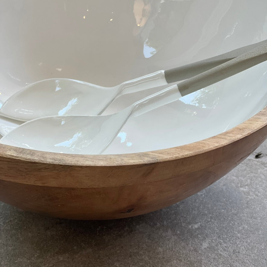 White and Gray Enamel Serve Set