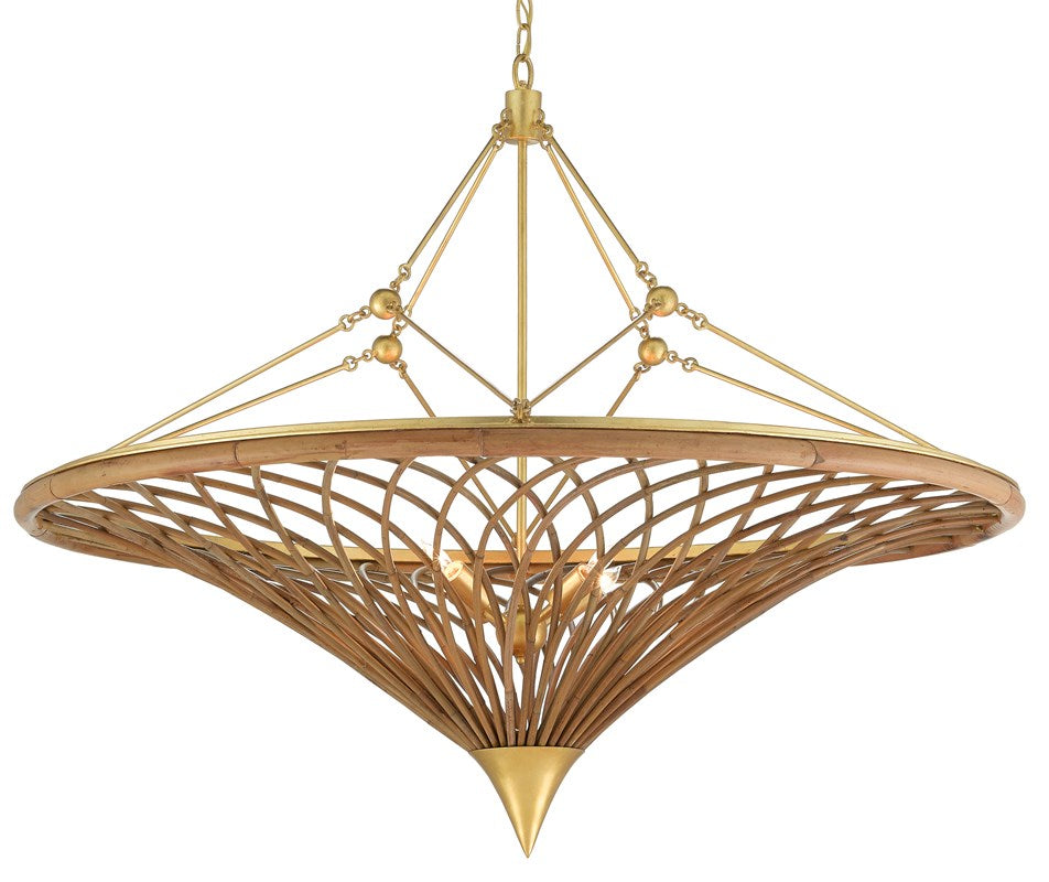 Rattan & Wrought Iron Chandelier