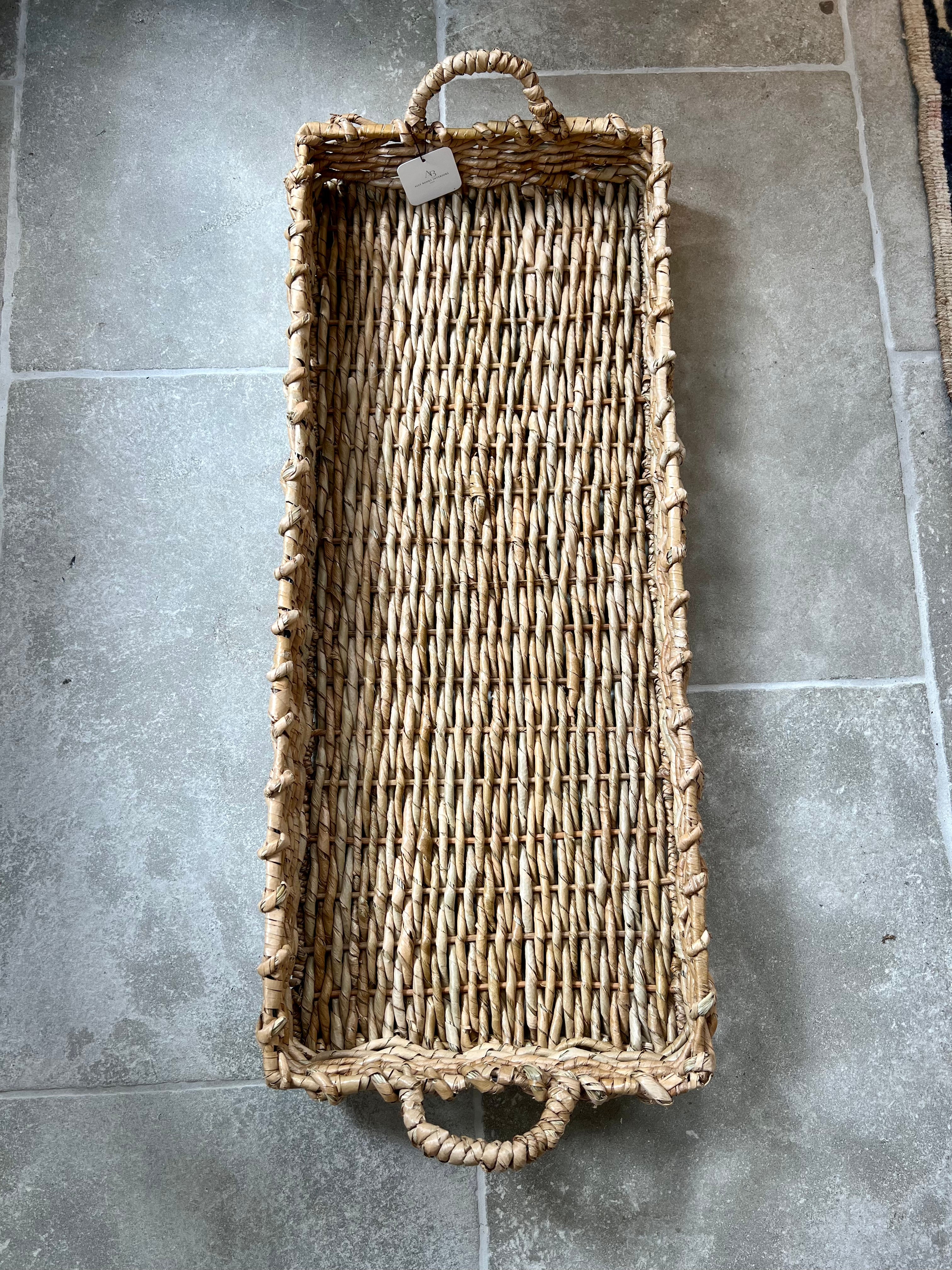 Decorative Seagrass Tray with Handles