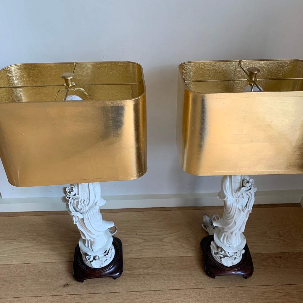 Pair of Chinese De Blanc Yin Lamps